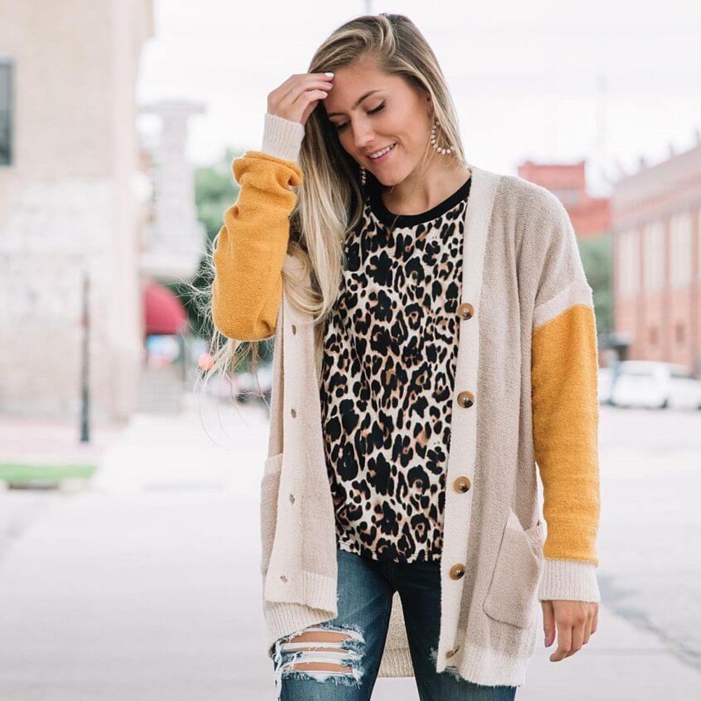 Buckle Color Block Cardigan